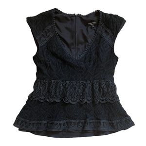 Nanette Lepore Black Ruffle Lace Sleeveless Top | Women's 2